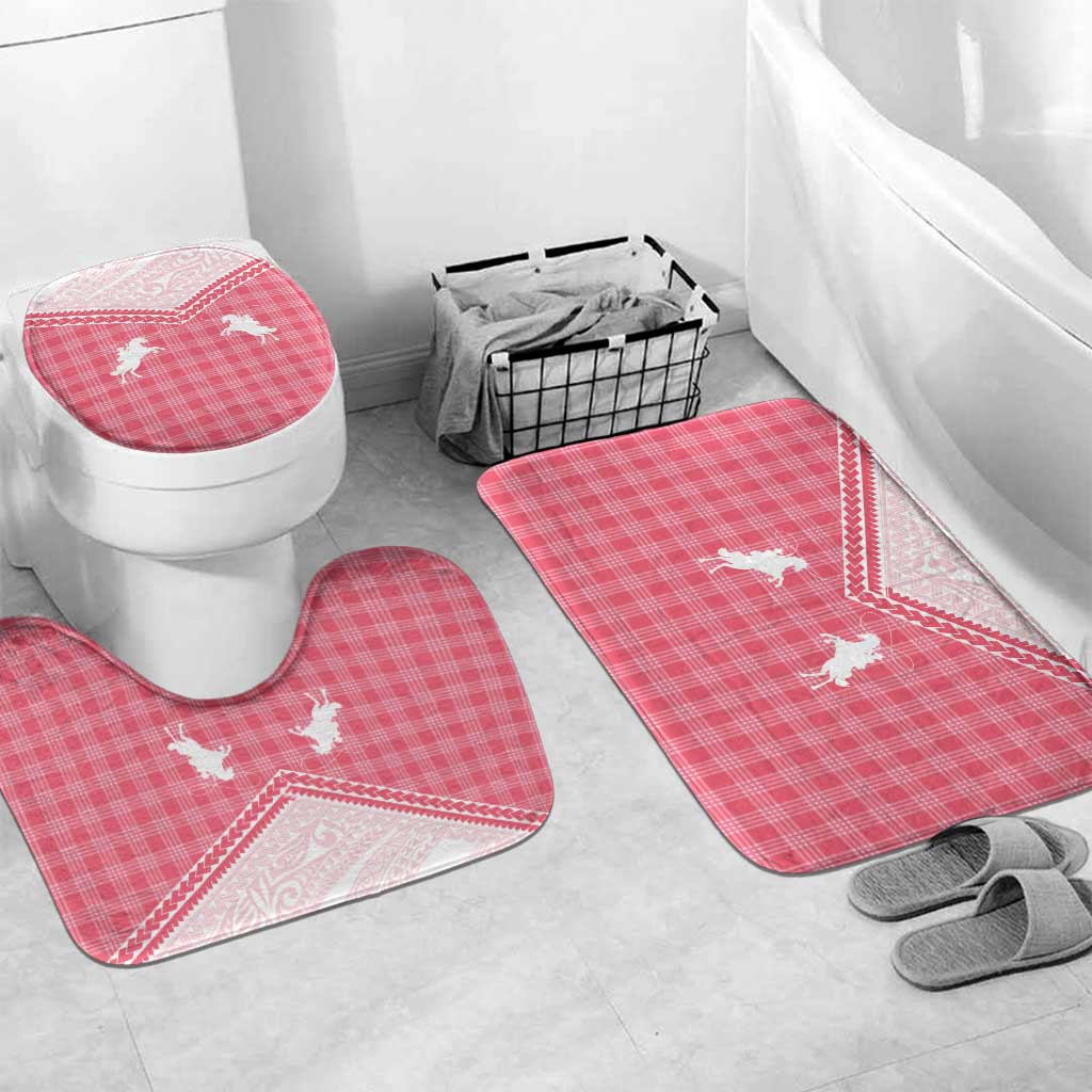 Aloha Hawaii Cowboys Paniolo Bathroom Set Rose Palaka LT7 Mat Set Only (3 pcs) One Size Pink - Polynesian Pride