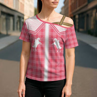 Aloha Hawaii Cowboys Paniolo Cross Shoulder Shirt Rose Palaka LT7 - Polynesian Pride