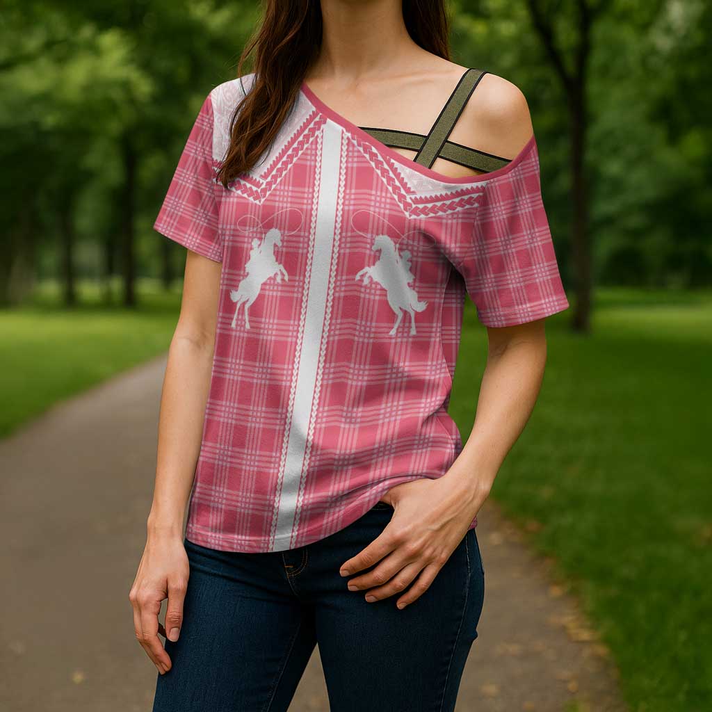 Aloha Hawaii Cowboys Paniolo Cross Shoulder Shirt Rose Palaka LT7 - Polynesian Pride
