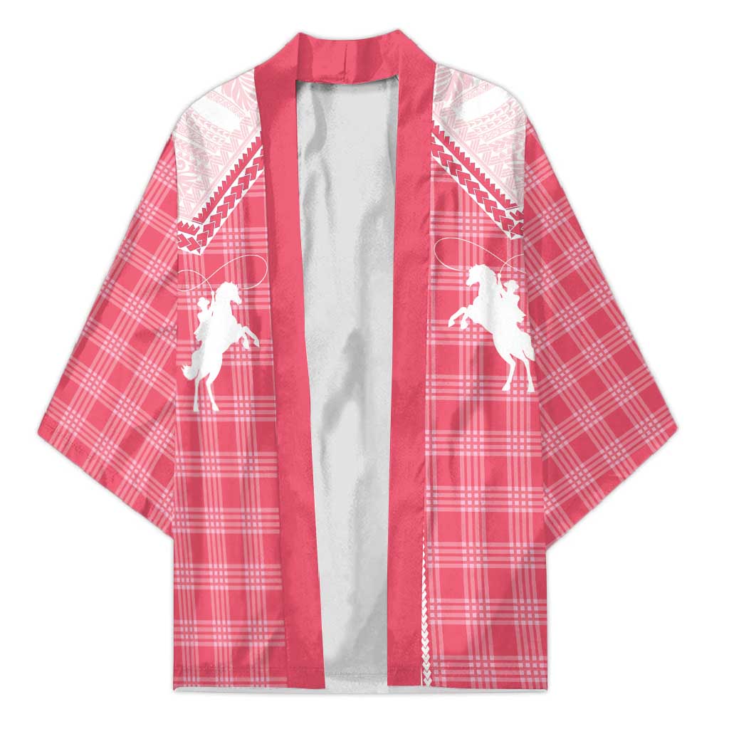 Aloha Hawaii Cowboys Paniolo Kimono Rose Palaka LT7 Unisex Pink - Polynesian Pride