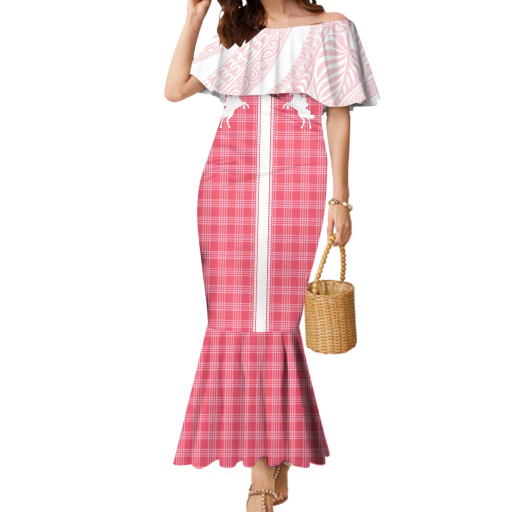 Aloha Hawaii Cowboys Paniolo Mermaid Dress Rose Palaka LT7 Women Pink - Polynesian Pride