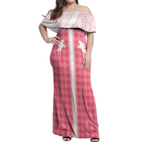 Aloha Hawaii Cowboys Paniolo Off Shoulder Maxi Dress Rose Palaka LT7 Women Pink - Polynesian Pride