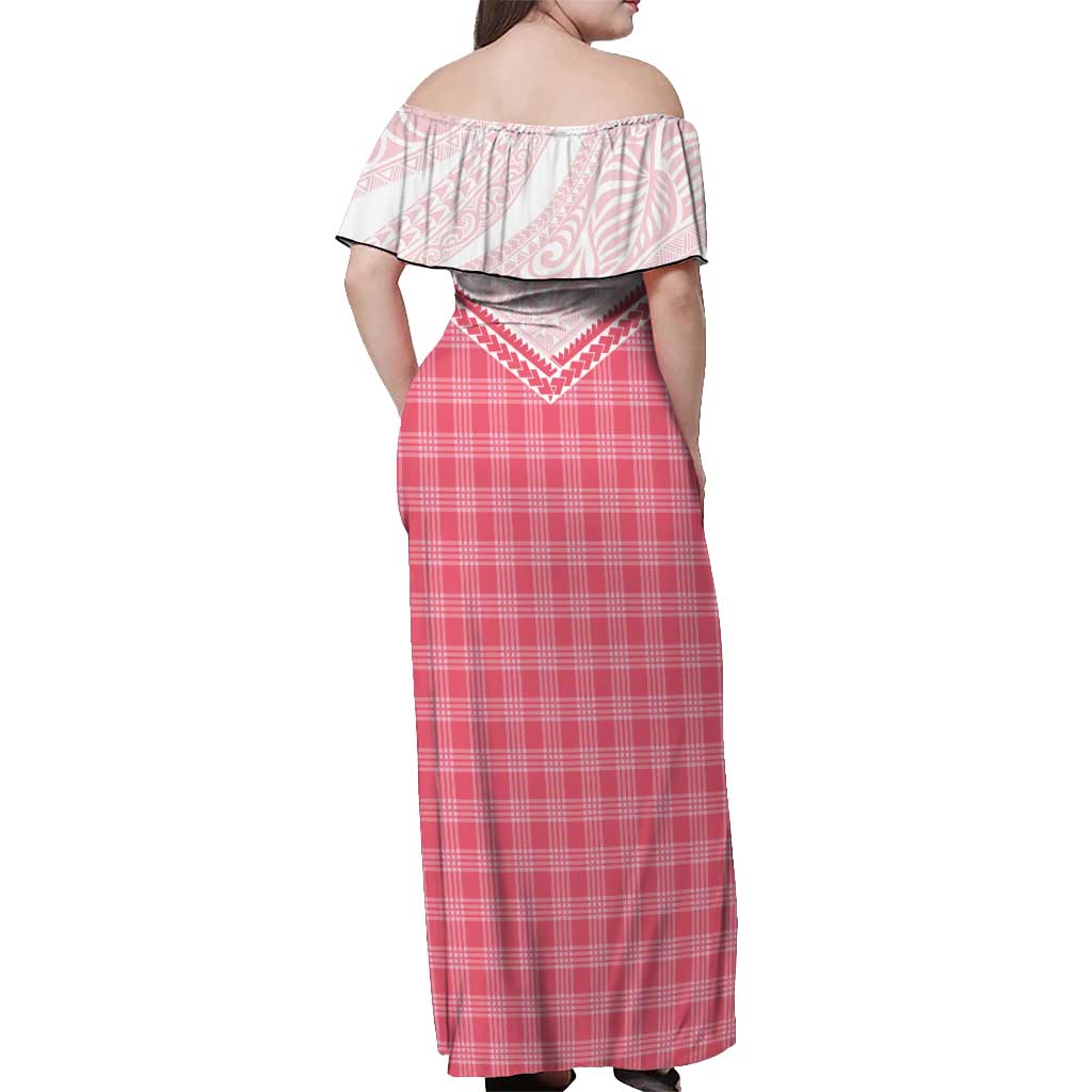 Aloha Hawaii Cowboys Paniolo Off Shoulder Maxi Dress Rose Palaka LT7 - Polynesian Pride