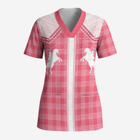 Aloha Hawaii Cowboys Paniolo Scrub Top Rose Palaka LT7 Adult Pink - Polynesian Pride