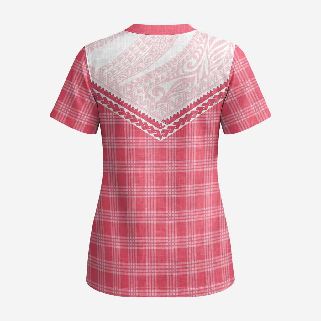 Aloha Hawaii Cowboys Paniolo Scrub Top Rose Palaka LT7 - Polynesian Pride