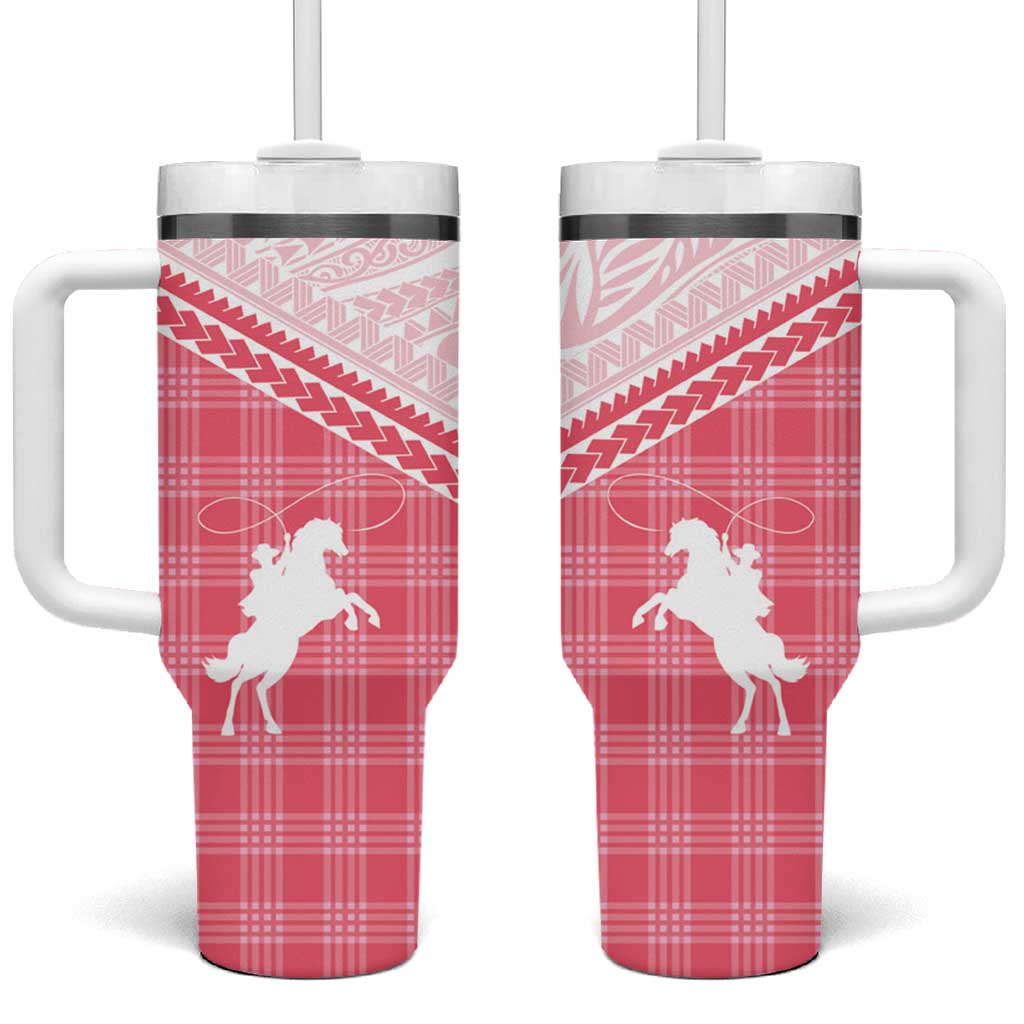 Aloha Hawaii Cowboys Paniolo Tumbler With Handle Rose Palaka LT7 One Size: 40 oz Pink - Polynesian Pride