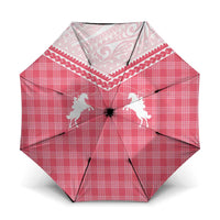Aloha Hawaii Cowboys Paniolo Umbrella Rose Palaka LT7 One Size Folded 11.42 inch Opened Diameter 37.4 inch Pink - Polynesian Pride