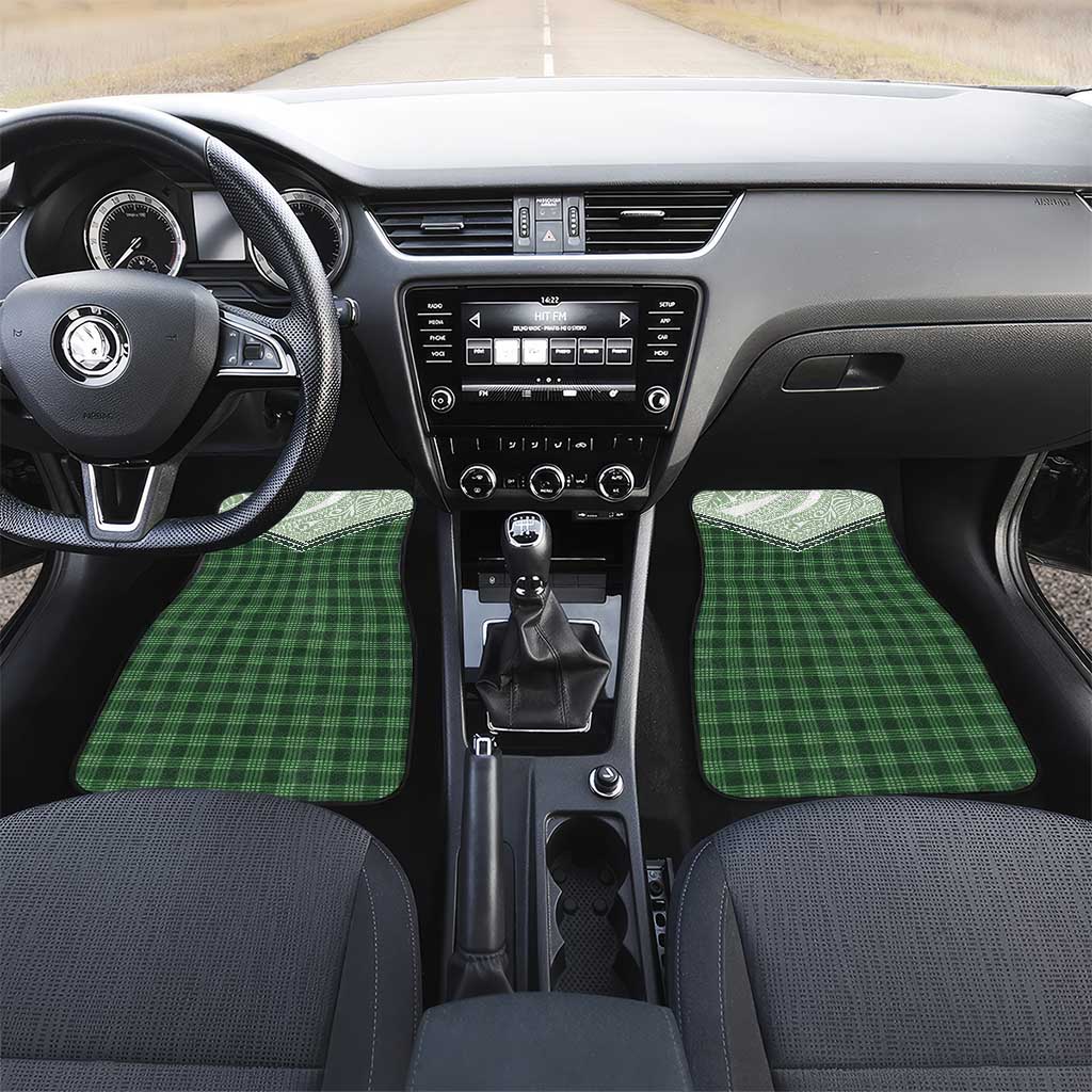 Aloha Hawaii Cowboys Paniolo Car Mats Forest Green Palaka LT7 Set 2pcs - Front Dark Green - Polynesian Pride