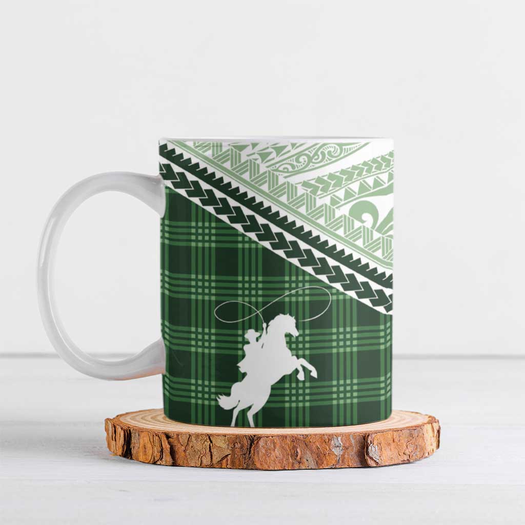 Aloha Hawaii Cowboys Paniolo Ceramic Mug Forest Green Palaka LT7 Dark Green - Polynesian Pride