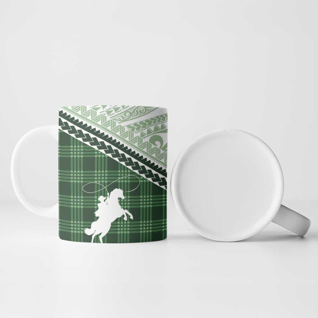 Aloha Hawaii Cowboys Paniolo Ceramic Mug Forest Green Palaka LT7 - Polynesian Pride
