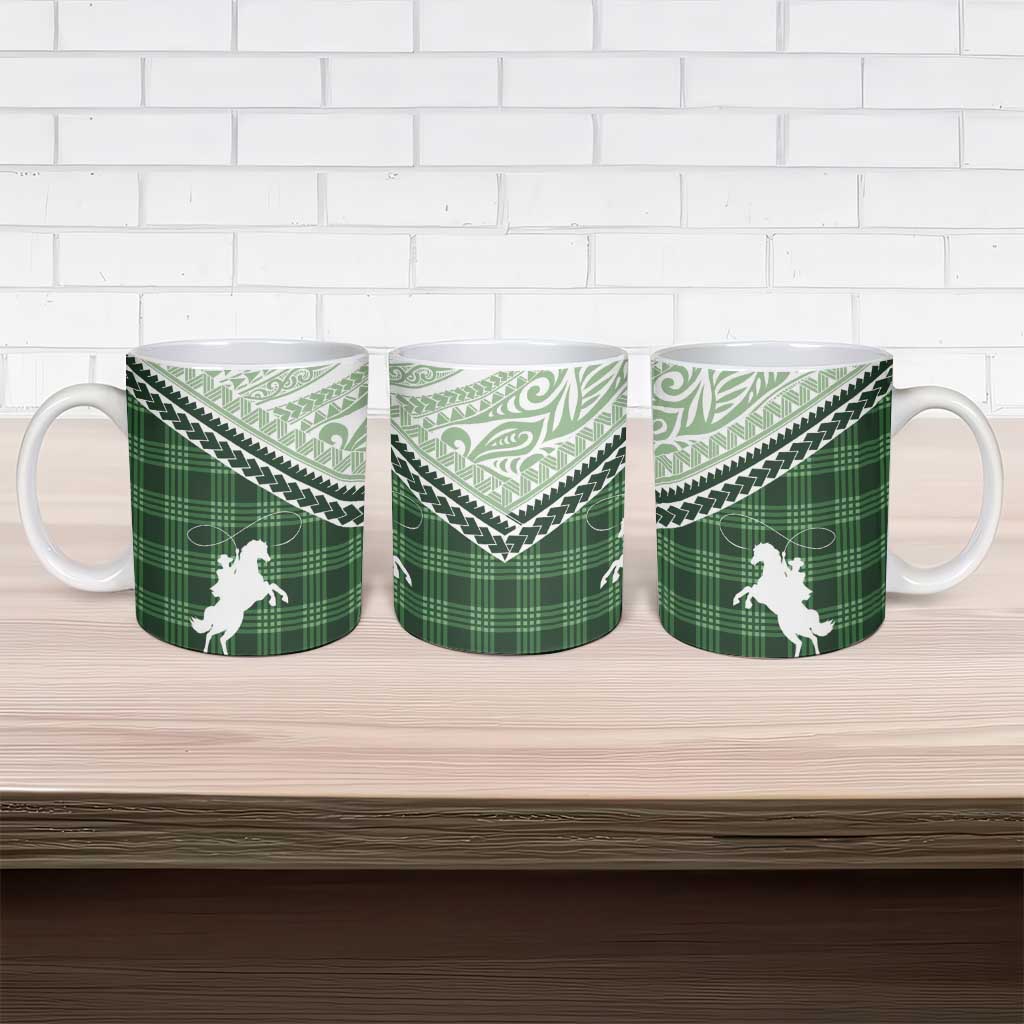 Aloha Hawaii Cowboys Paniolo Ceramic Mug Forest Green Palaka LT7 - Polynesian Pride