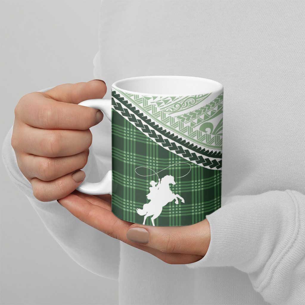 Aloha Hawaii Cowboys Paniolo Ceramic Mug Forest Green Palaka LT7 - Polynesian Pride