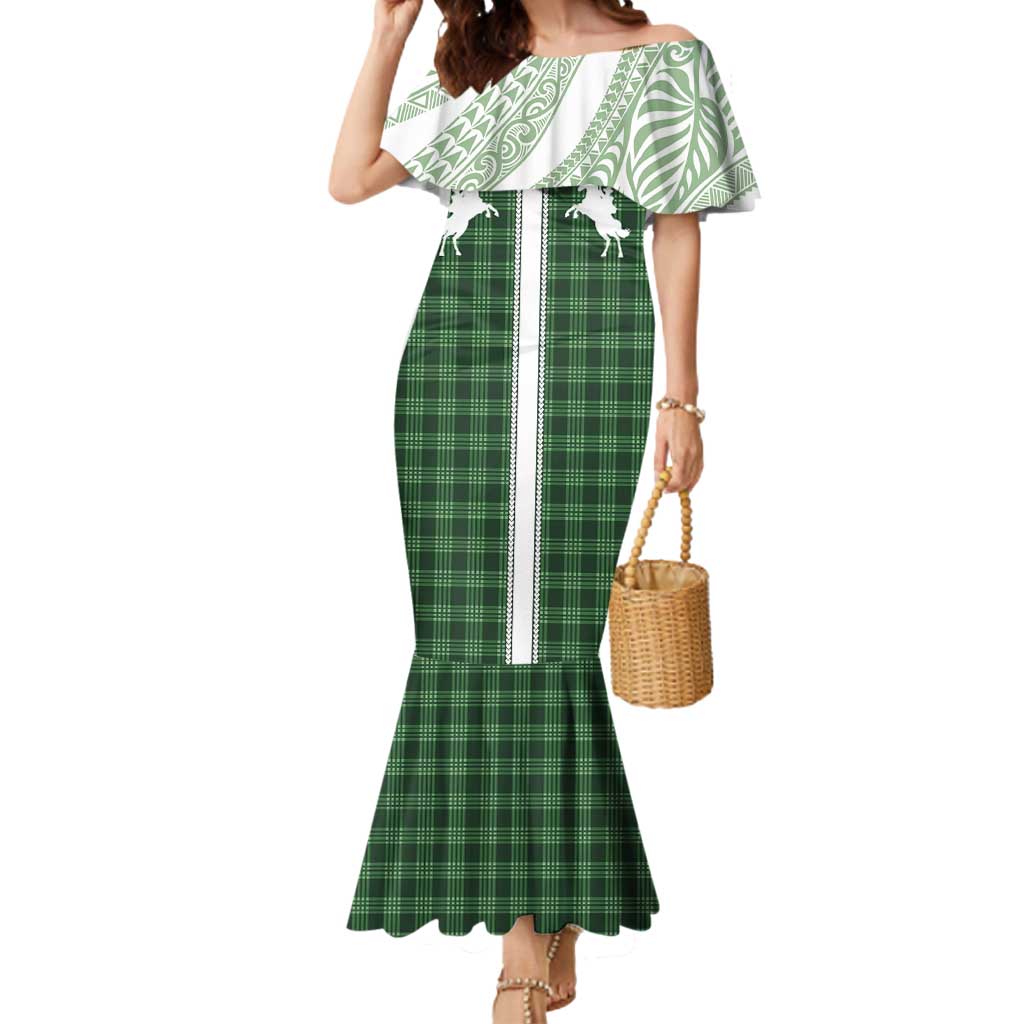 Aloha Hawaii Cowboys Paniolo Mermaid Dress Forest Green Palaka LT7 Women Dark Green - Polynesian Pride