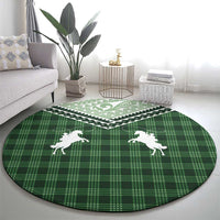 Aloha Hawaii Cowboys Paniolo Round Carpet Forest Green Palaka LT7 - Polynesian Pride