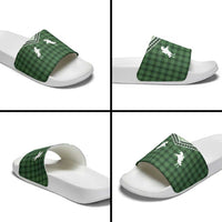 Aloha Hawaii Cowboys Paniolo Slide Sandals Forest Green Palaka LT7 - Polynesian Pride