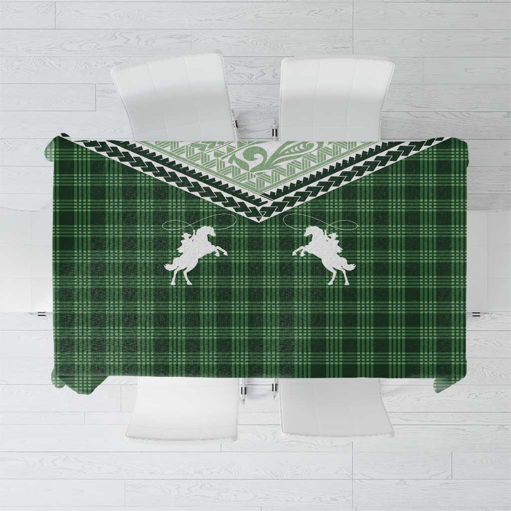 Aloha Hawaii Cowboys Paniolo Tablecloth Forest Green Palaka LT7 Dark Green - Polynesian Pride