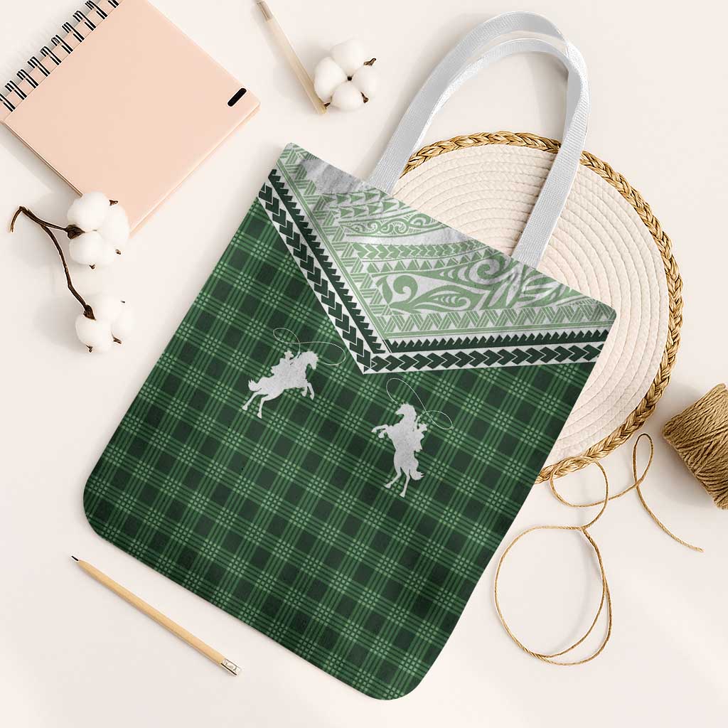Aloha Hawaii Cowboys Paniolo Tote Bag Forest Green Palaka LT7 White Strap One Size Dark Green - Polynesian Pride