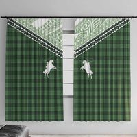 Aloha Hawaii Cowboys Paniolo Window Curtain Forest Green Palaka LT7 With Hooks Dark Green - Polynesian Pride