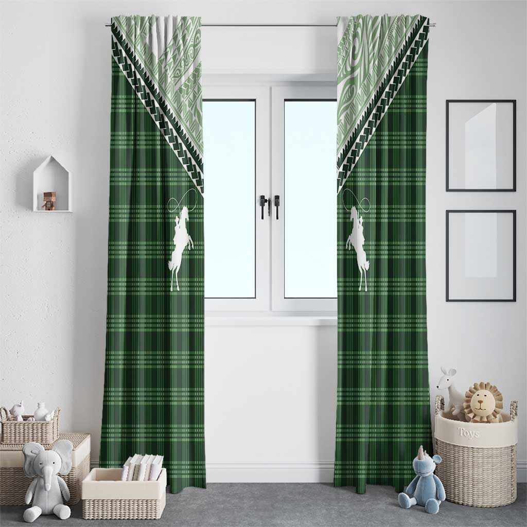 Aloha Hawaii Cowboys Paniolo Window Curtain Forest Green Palaka LT7 - Polynesian Pride