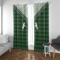 Aloha Hawaii Cowboys Paniolo Window Curtain Forest Green Palaka LT7 With Grommets Dark Green - Polynesian Pride