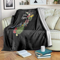 Kia Ora New Zealand Floral Blanket Black LT7 Black - Polynesian Pride