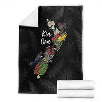 Kia Ora New Zealand Floral Blanket Black LT7 - Polynesian Pride