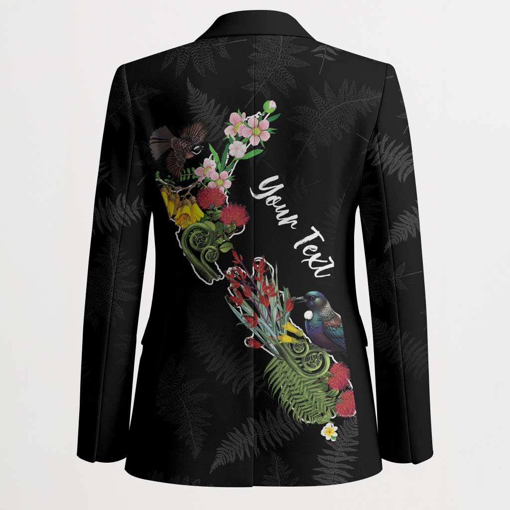 Kia Ora New Zealand Floral Personalized Blazer Black LT7 - Polynesian Pride