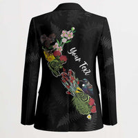 Kia Ora New Zealand Floral Personalized Blazer Black LT7 - Polynesian Pride