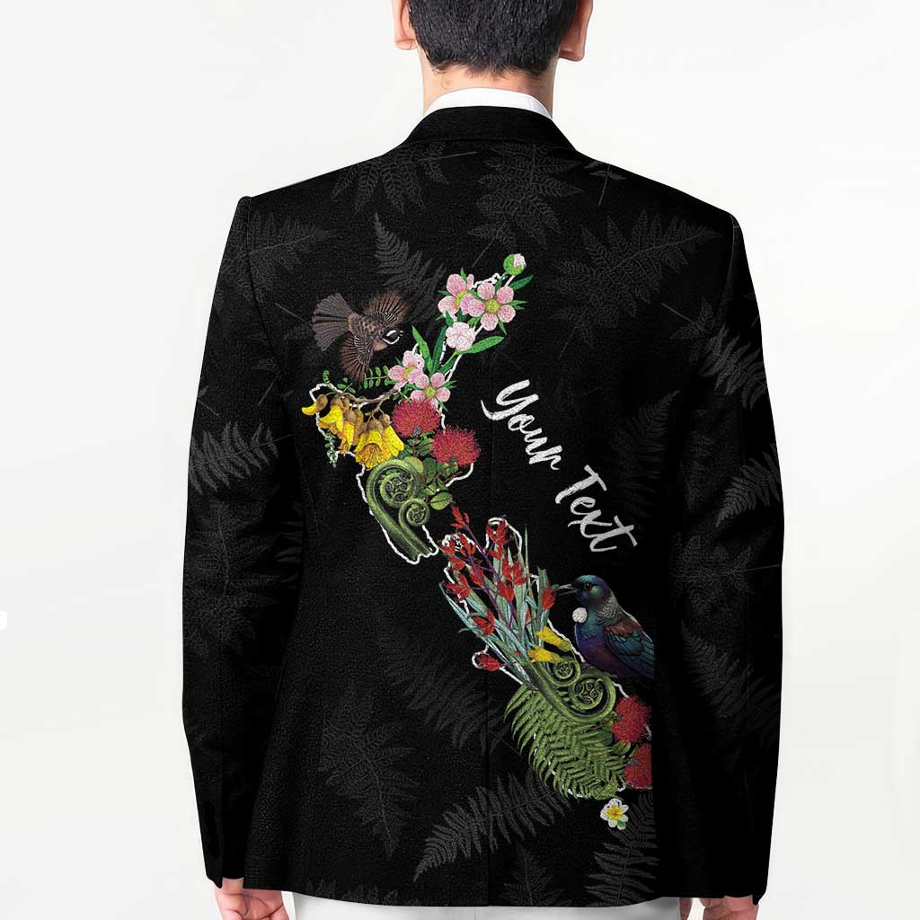 Kia Ora New Zealand Floral Personalized Blazer Black LT7 - Polynesian Pride