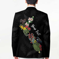 Kia Ora New Zealand Floral Personalized Blazer Black LT7 - Polynesian Pride