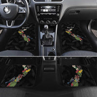 Kia Ora New Zealand Floral Personalized Car Mats Black LT7 Set 4pcs Black - Polynesian Pride