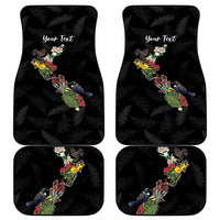 Kia Ora New Zealand Floral Personalized Car Mats Black LT7 - Polynesian Pride