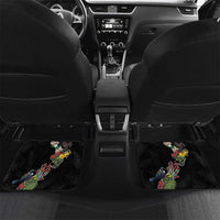 Kia Ora New Zealand Floral Personalized Car Mats Black LT7 Set 2pcs - Back Black - Polynesian Pride