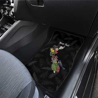 Kia Ora New Zealand Floral Personalized Car Mats Black LT7 - Polynesian Pride