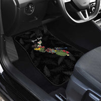 Kia Ora New Zealand Floral Personalized Car Mats Black LT7 - Polynesian Pride
