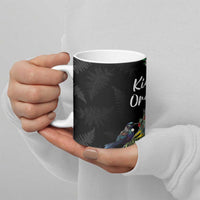 Kia Ora New Zealand Floral Ceramic Mug Black LT7 - Polynesian Pride