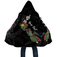 Kia Ora New Zealand Floral Personalized Cloak Black LT7 Unisex Black - Polynesian Pride
