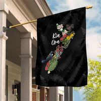 Kia Ora New Zealand Floral Garden Flag Black LT7 House Flag Black - Polynesian Pride