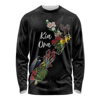 Kia Ora New Zealand Floral Personalized Long Sleeve Shirt Black LT7 Unisex Black - Polynesian Pride
