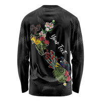 Kia Ora New Zealand Floral Personalized Long Sleeve Shirt Black LT7 - Polynesian Pride
