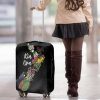 Kia Ora New Zealand Floral Luggage Cover Black LT7 - Polynesian Pride