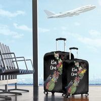 Kia Ora New Zealand Floral Luggage Cover Black LT7 - Polynesian Pride