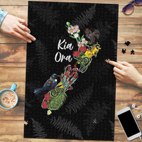 Kia Ora New Zealand Floral Puzzle Black LT7 Black - Polynesian Pride