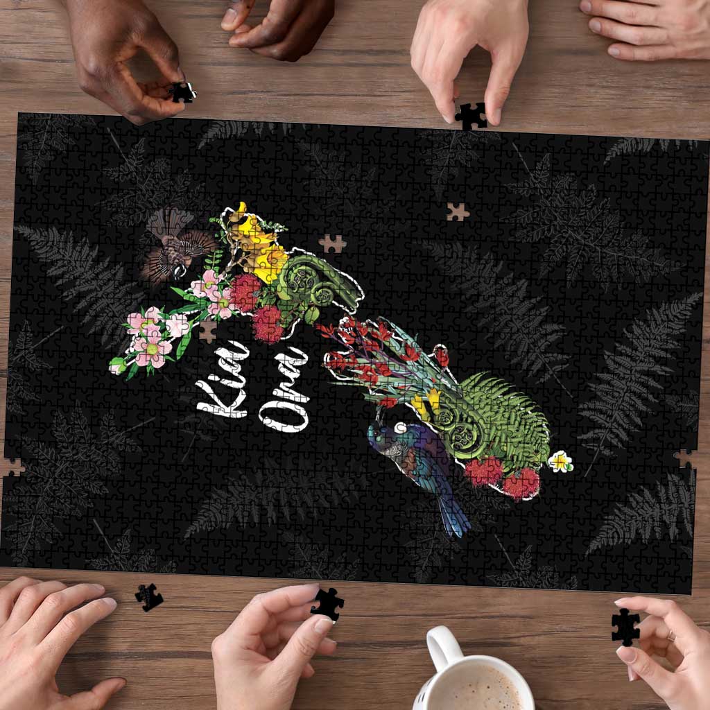 Kia Ora New Zealand Floral Puzzle Black LT7 - Polynesian Pride