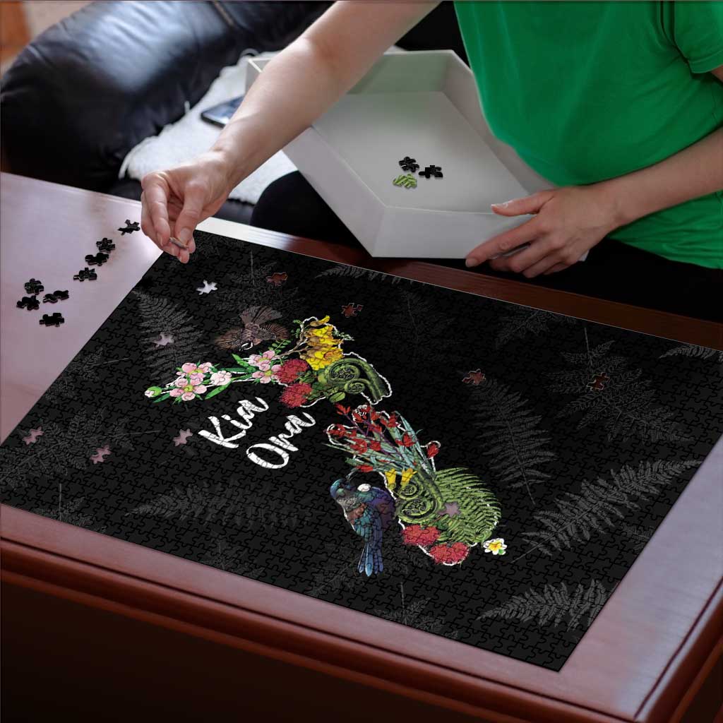 Kia Ora New Zealand Floral Puzzle Black LT7 - Polynesian Pride