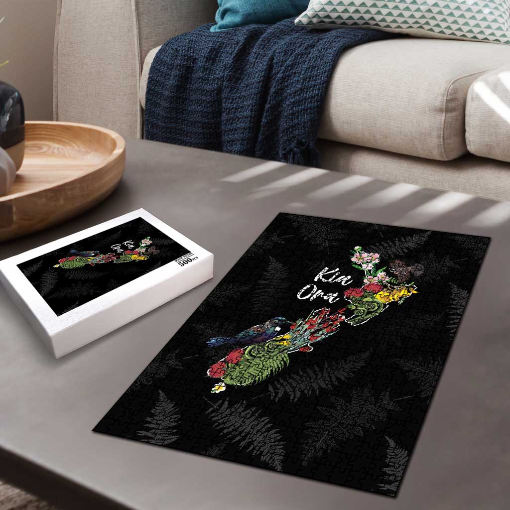 Kia Ora New Zealand Floral Puzzle Black LT7 - Polynesian Pride