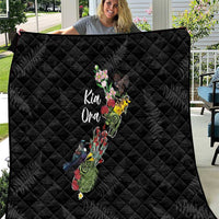 Kia Ora New Zealand Floral Quilt Black LT7 Black - Polynesian Pride