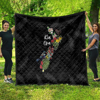 Kia Ora New Zealand Floral Quilt Black LT7 - Polynesian Pride