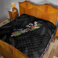 Kia Ora New Zealand Floral Quilt Black LT7 - Polynesian Pride