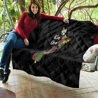 Kia Ora New Zealand Floral Quilt Black LT7 - Polynesian Pride